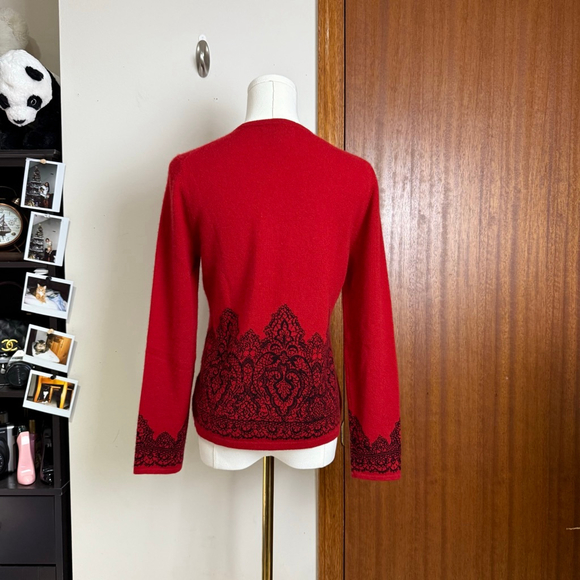 LG CASHMERE BY CHOW Cardigan Women Size Small Red Longsleeves Button-up - Picture 3 of 14